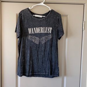 Black distressed wanderlust T-shirt